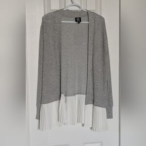 NWOT Long Lightweight Open-Front Cardigan/Jacket/Sweater With White Ruffled Hem